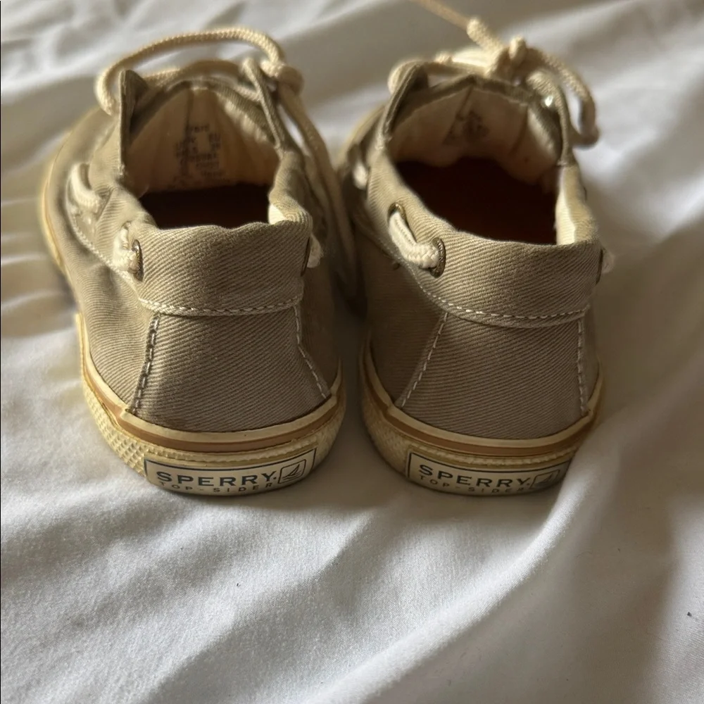 Sperry Kids Tan Canvas Moccasin Boat Shoes